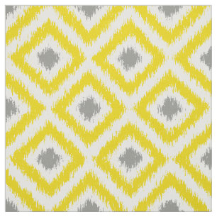 Tissu Motif jaune et gris de large échelle d'Ikat de
