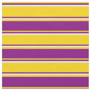 Tissu Motif jaune, violet et beige rayé/lin