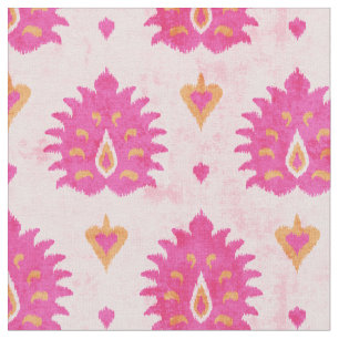 Tissu motif kat chic rose poupée et doré