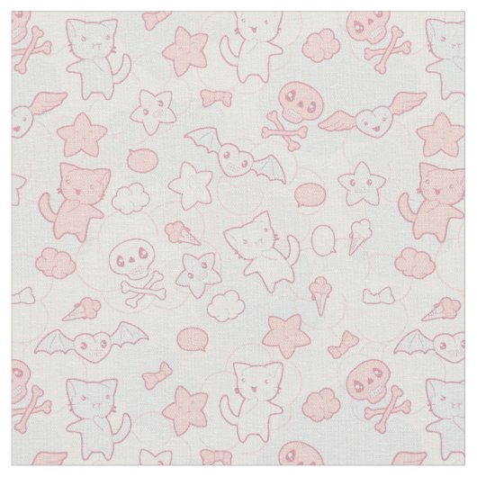 Tissu motif kawaii avec doodle (Fermer)