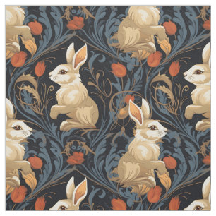 Tissu Motif lapin romantique