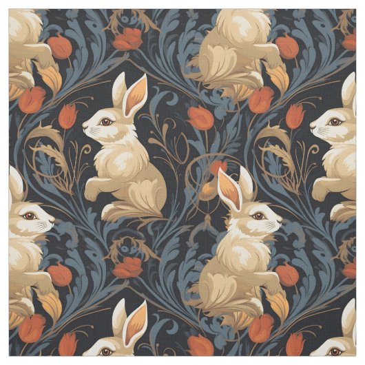 Tissu Motif lapin romantique (Échantillon)
