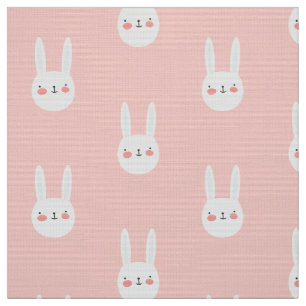 Tissu Motif lapin rose mignon blanc lapin