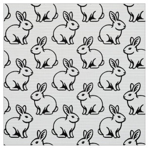 Tissu Motif lapins - Noir et Blanc
