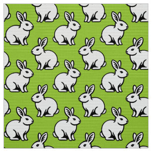 Tissu Motif lapins - Noir et Blanc avec Grn Martien