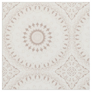 Tissu Motif Mandala Beige et Crème