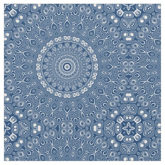 Tissu Motif Mandala Bleu Indigo (Fermer)