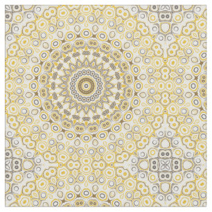 Tissu Motif Mandala Jaune Doré
