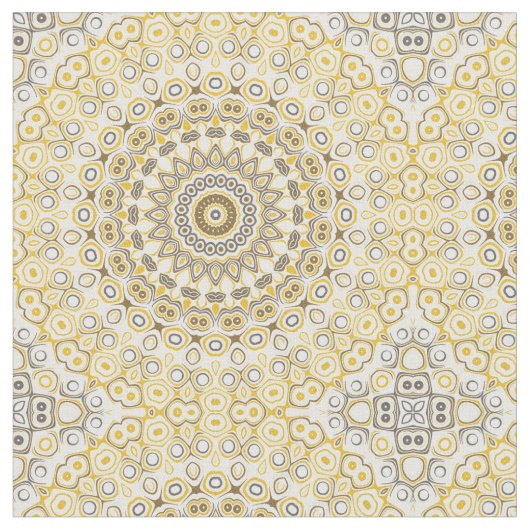 Tissu Motif Mandala Jaune Doré (Fermer)