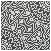 Tissu Motif Mandala moderne noir et blanc complexe (Échantillon)