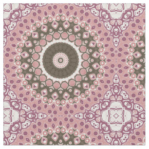 Tissu Motif Mandala Rose et Mocha Géométrie Florale