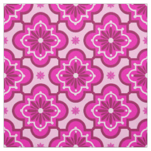 Tissu Motif marocain de tuile - rose de fuchsia