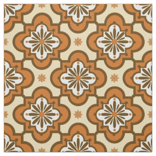 Tissu Motif marocain de tuile - rouille et Tan