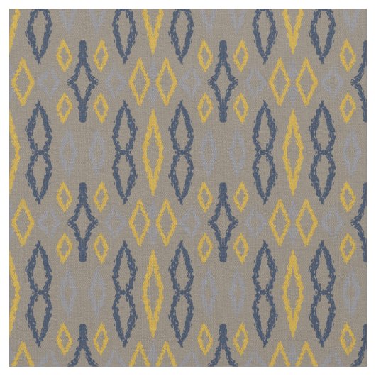 Tissu Motif marocain Ikat Blue Yellow Grey (Fermer)