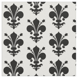 Tissu Motif médiéval noir et blanc de Fleur de lis