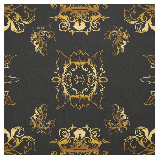 Tissu Motif métal or sur noir (Échantillon)