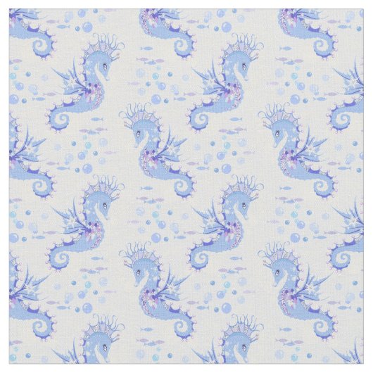 Tissu Motif mignon blanc blanc blanc de cheval de mer (Fermer)