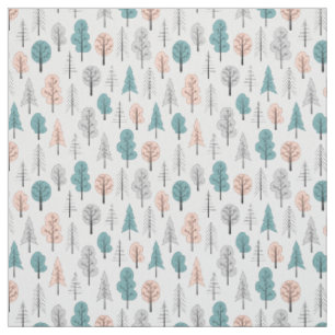 Tissu Motif mignon de forêt de griffonnage