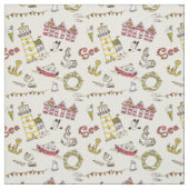 Tissu Motif mignon de scène de plage (Échantillon)