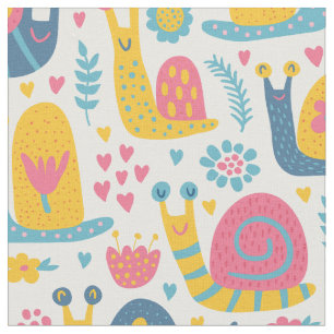 Tissu Motif mignon d'enfants d'escargots
