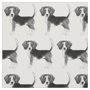 Tissu Motif mignon d'un chien Beagle en noir et blanc