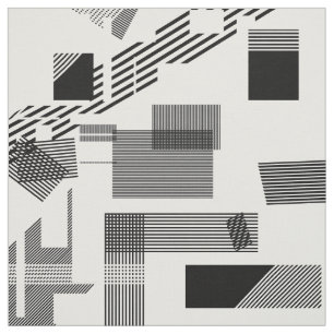 Tissu Motif moderne blanc noir abstrait de rayure de
