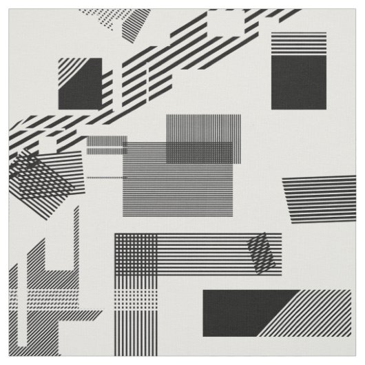 Tissu Motif moderne blanc noir abstrait de rayure de (Échantillon)