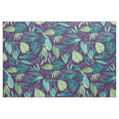Tissu Motif moderne violet vert des feuilles botaniques (Yard)