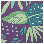 Tissu Motif moderne violet vert des feuilles botaniques (Échantillon)