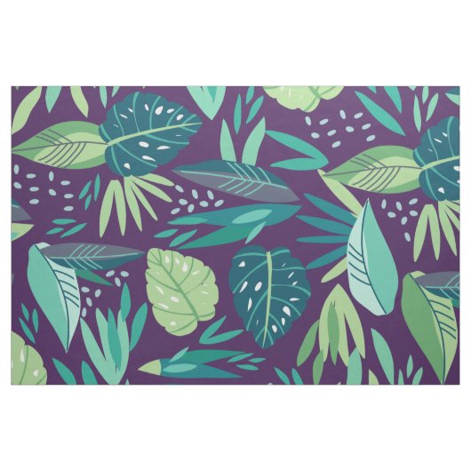 Tissu Motif moderne violet vert des feuilles botaniques (Fat Quarter)