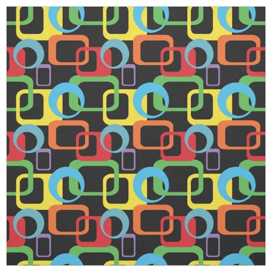 Tissu Motif multicolore rétro géométrique (Échantillon)