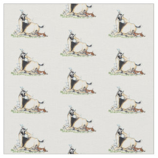 Tissu Motif nain nigérien mignon de chèvre et d'enfants