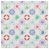 Tissu Motif nautique coloré (Échantillon)