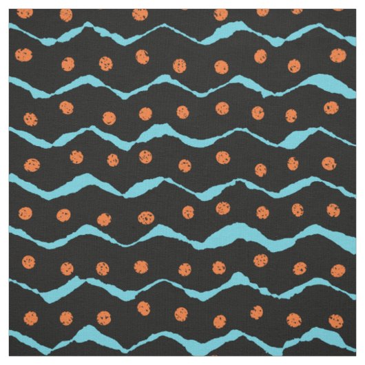 Tissu Motif noir, bleu et orange (Échantillon)
