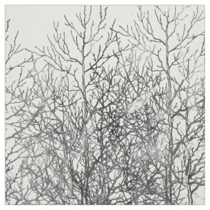 Tissu Motif noir et blanc de branches d'arbre