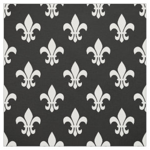 Tissu Motif noir et blanc Fleur de Lis