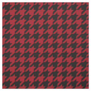 Tissu Motif noir rouge #2M de pied-de-poule de