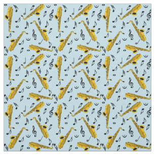 Tissu Motif note musique saxophone