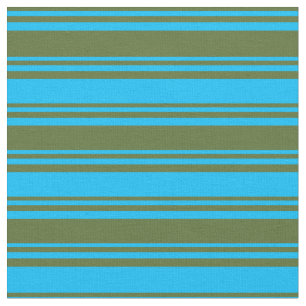 Tissu Motif Olive Vert foncé et Deep Sky Blue Lines