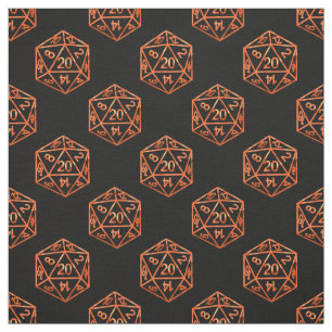 Tissu Motif orange D20 Joueur de rôle Joueur Dice RPG