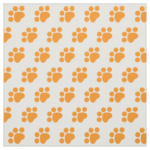 Tissu Motif orange d'empreinte de patte