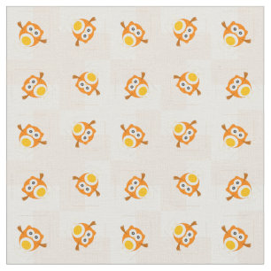 Tissu Motif orange d'illustration de hibou