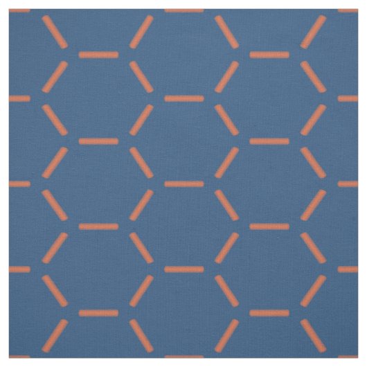 Tissu Motif orange et bleu d'hexagone (Échantillon)