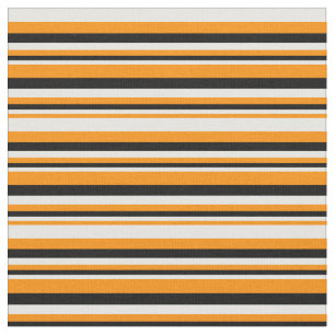 Tissu Motif orange foncé, blanc et noir