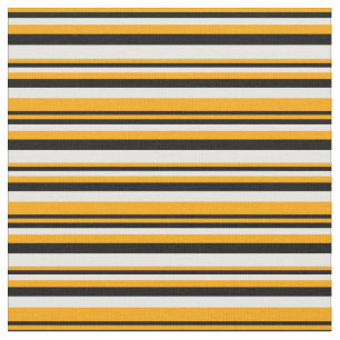 Tissu Motif orange, noir et blanc à rayures/à bandes
