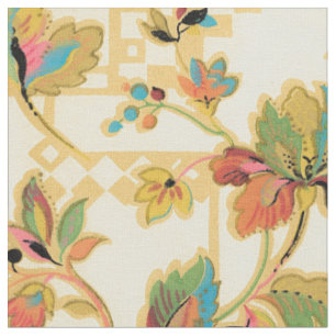 Tissu Motif orange vintage de papier peint floral de