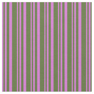 Tissu Motif orchidée et olive foncé vert rayures