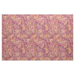 Tissu Motif Paisley Paisley Rose Orange Purple