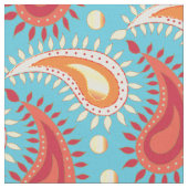 Tissu Motif Paisley Persan Orange Turquoise Oriental (Fermer)