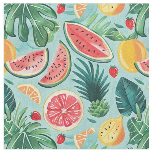 Tissu Motif Pastèque, Ananas & Agrumes (Fermer)